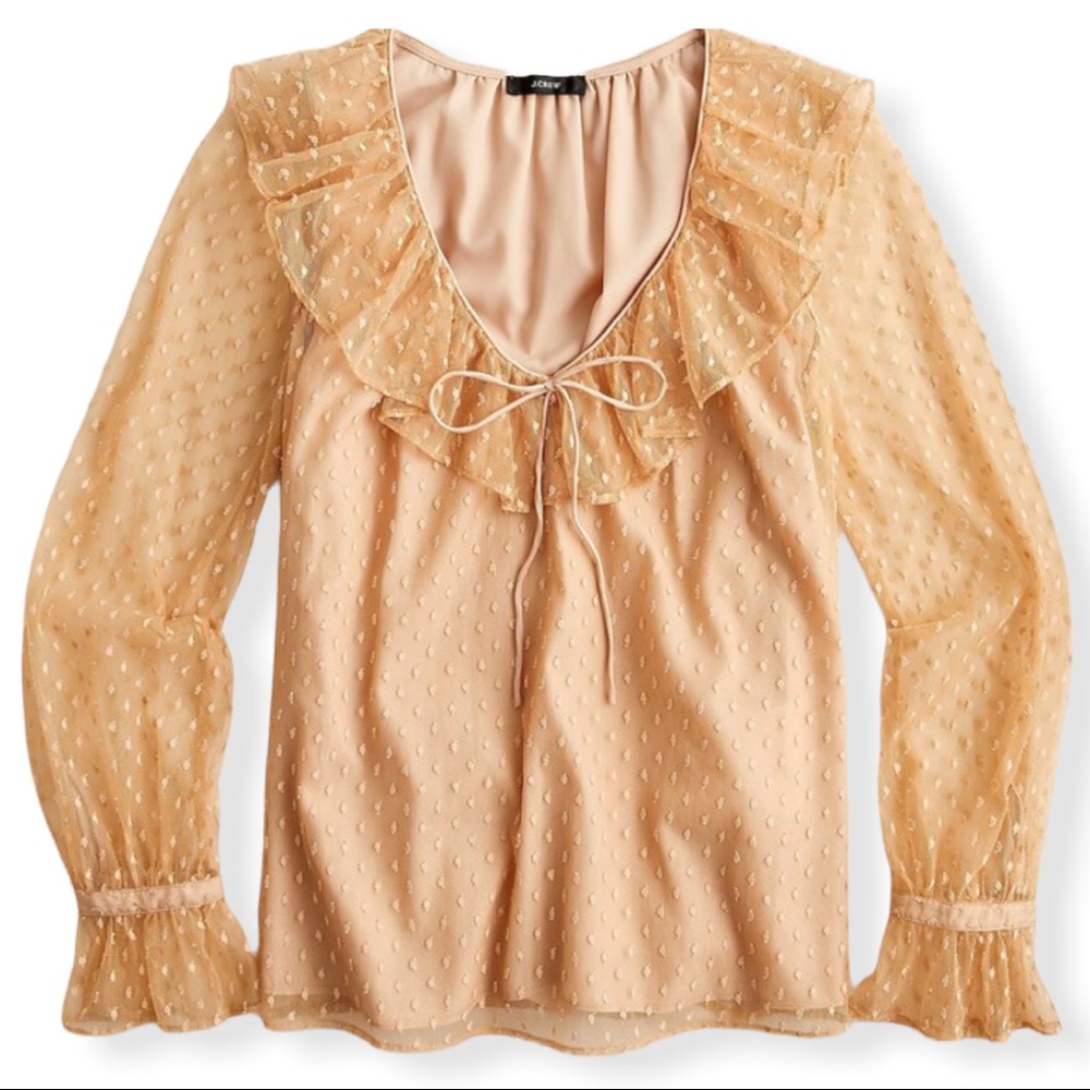 J. Crew Ruffleneck top in Clip Dot